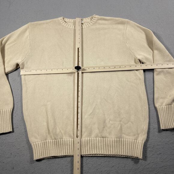J Galt Sweater Women Large Beige Crewneck Cotton Knit Pullover Casual Minimalist - Picture 4 of 9